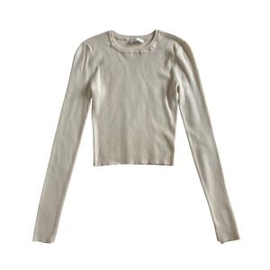 A.L.C Cream Beige Merino Wool Blend Long Sleeve Sweater Top SZ S Minimalist Chic